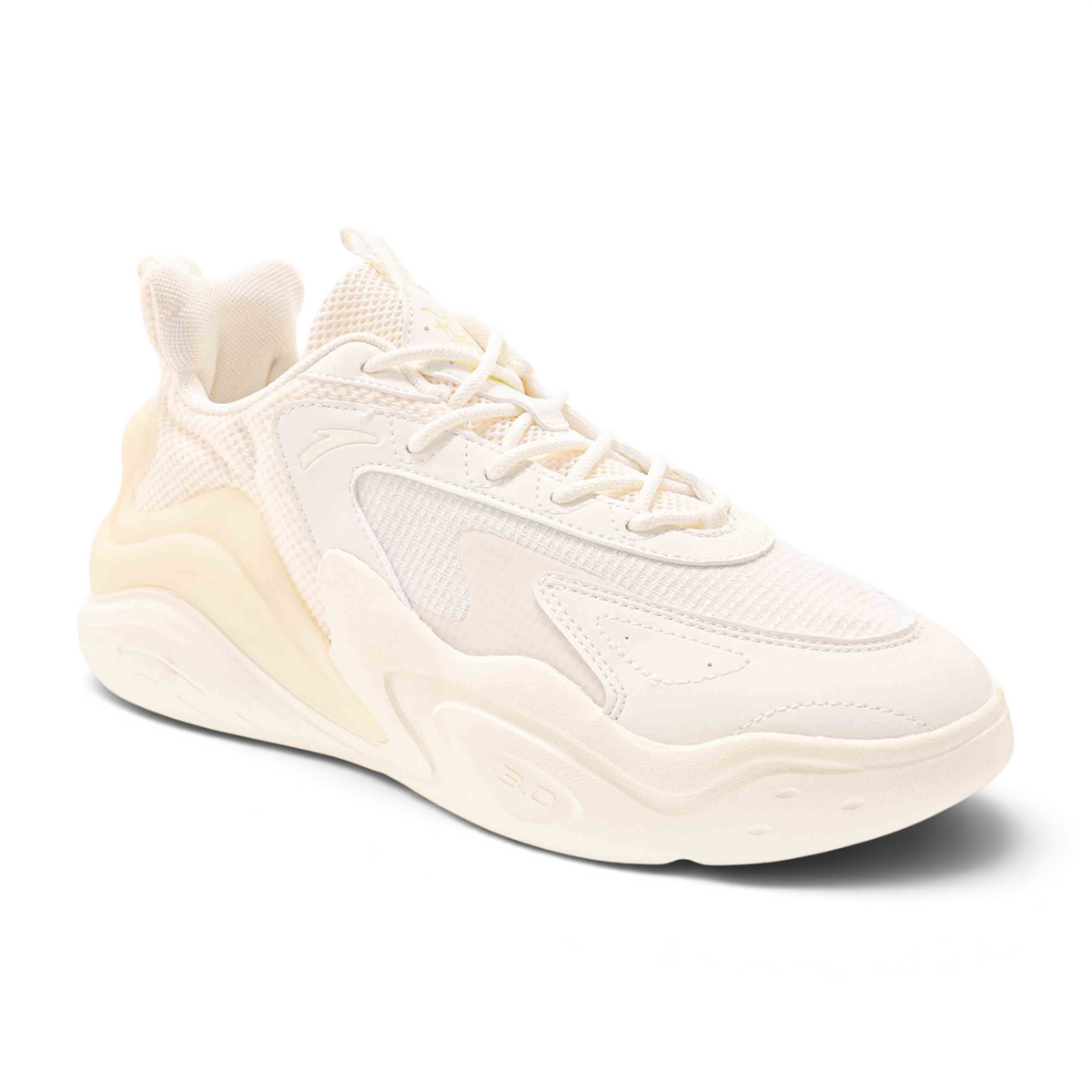 FRG casual lifestyle sneakers in off-white mesh and synthetic leather with a chunky sculpted sole