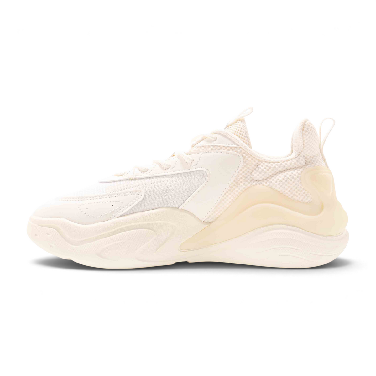 FRG men's casual lifestyle sneakers in cream white with a chunky textured sole and breathable mesh upper