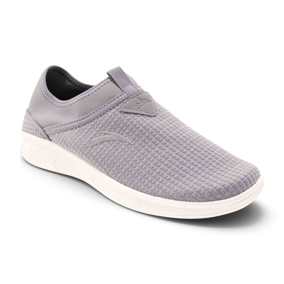 FRG men's grey slip-on outdoor lifestyle shoes with a textured mesh upper and white cushioned sole