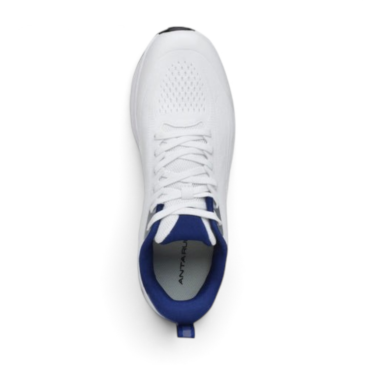 FRG ANTA lightweight running shoes in white and blue with breathable mesh upper, top-down view