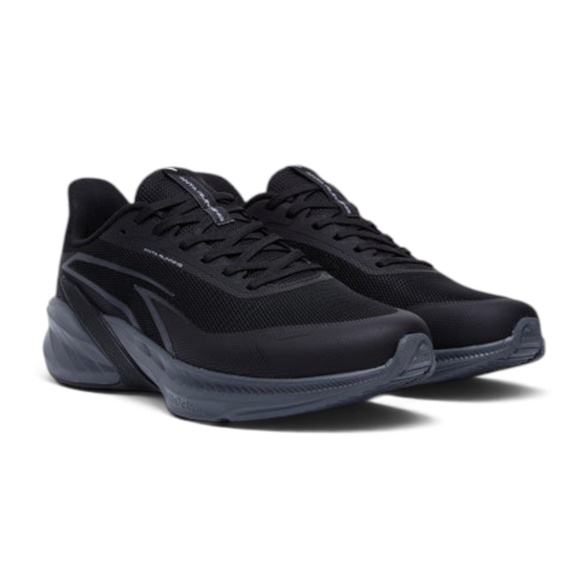 FRG ANTA City Daily black running shoes with breathable mesh upper, TPU overlays, and cushioned rubber outsole.