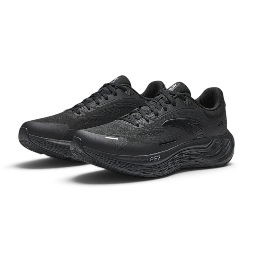 FRG Anta Journey Walker 1.5 running shoes in all black with a cushioned sole and breathable mesh upper