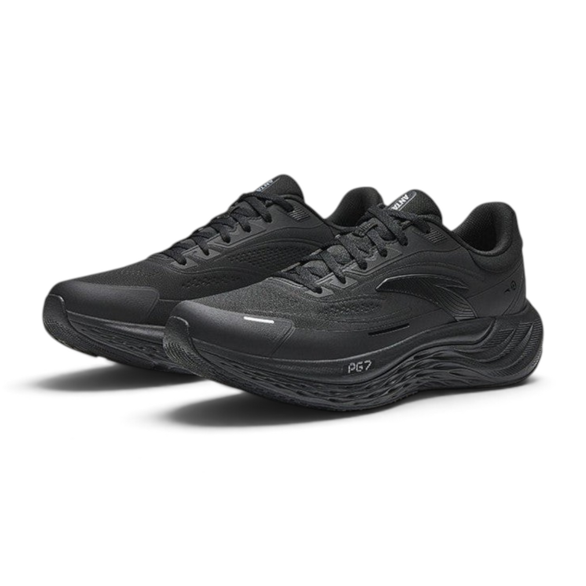 FRG Anta Journey Walker 1.5 running shoes in all black with a cushioned sole and breathable mesh upper
