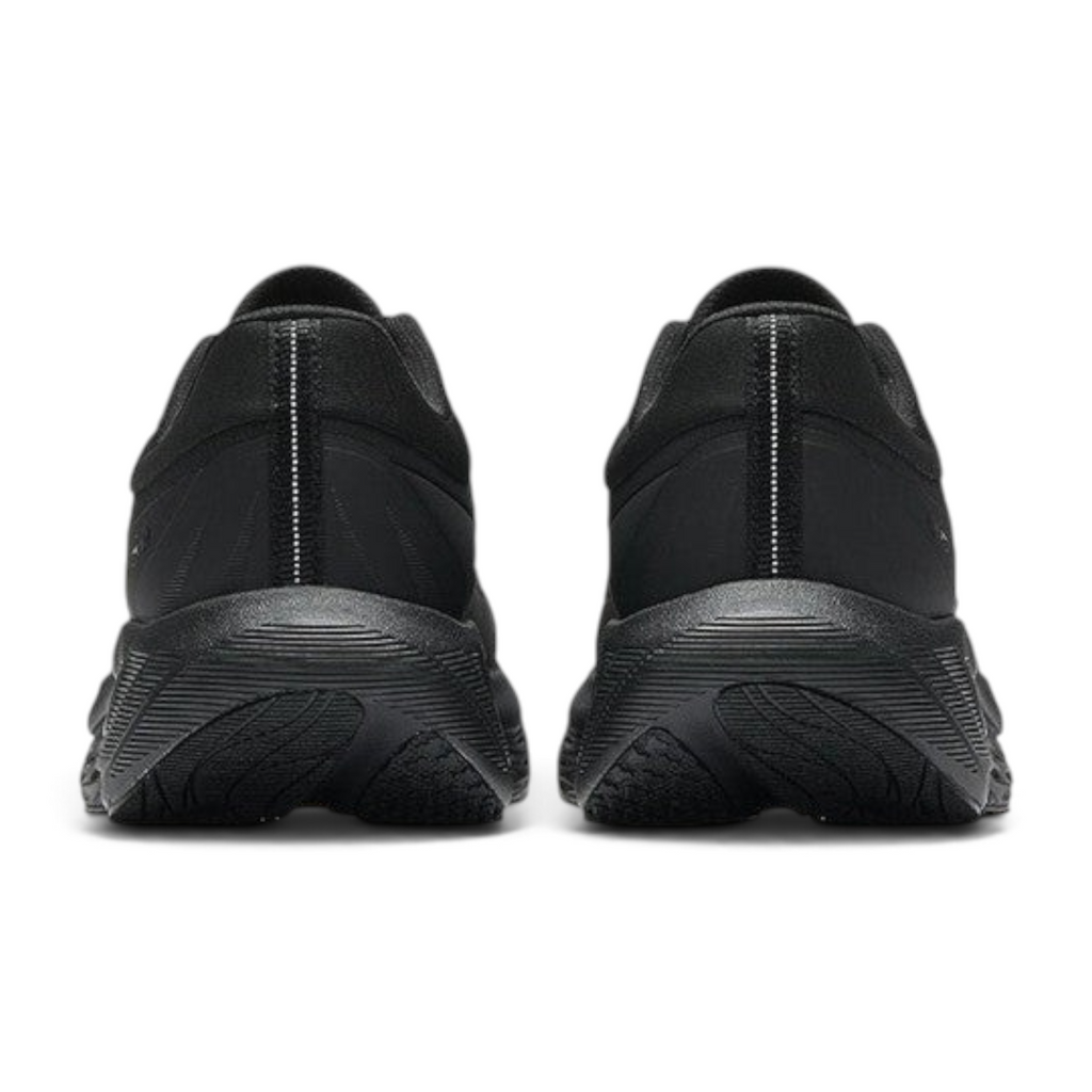 FRG Anta Journey Walker 1.5 running shoes in all black, showing the rear view of the cushioned soles and heel design.