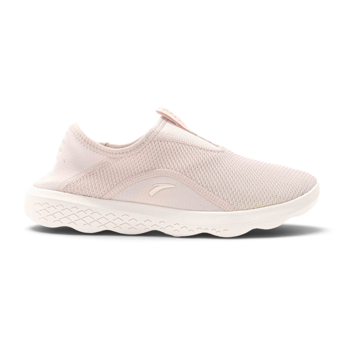 FRG light pink slip-on outdoor shoes with breathable mesh upper and textured white rubber sole
