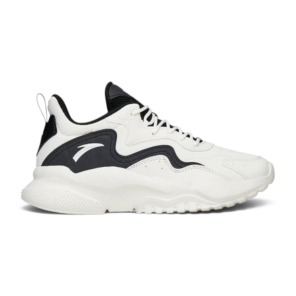 FRG X-GAME women's lifestyle sneakers in white and black with a wavy side design and thick cushioned sole