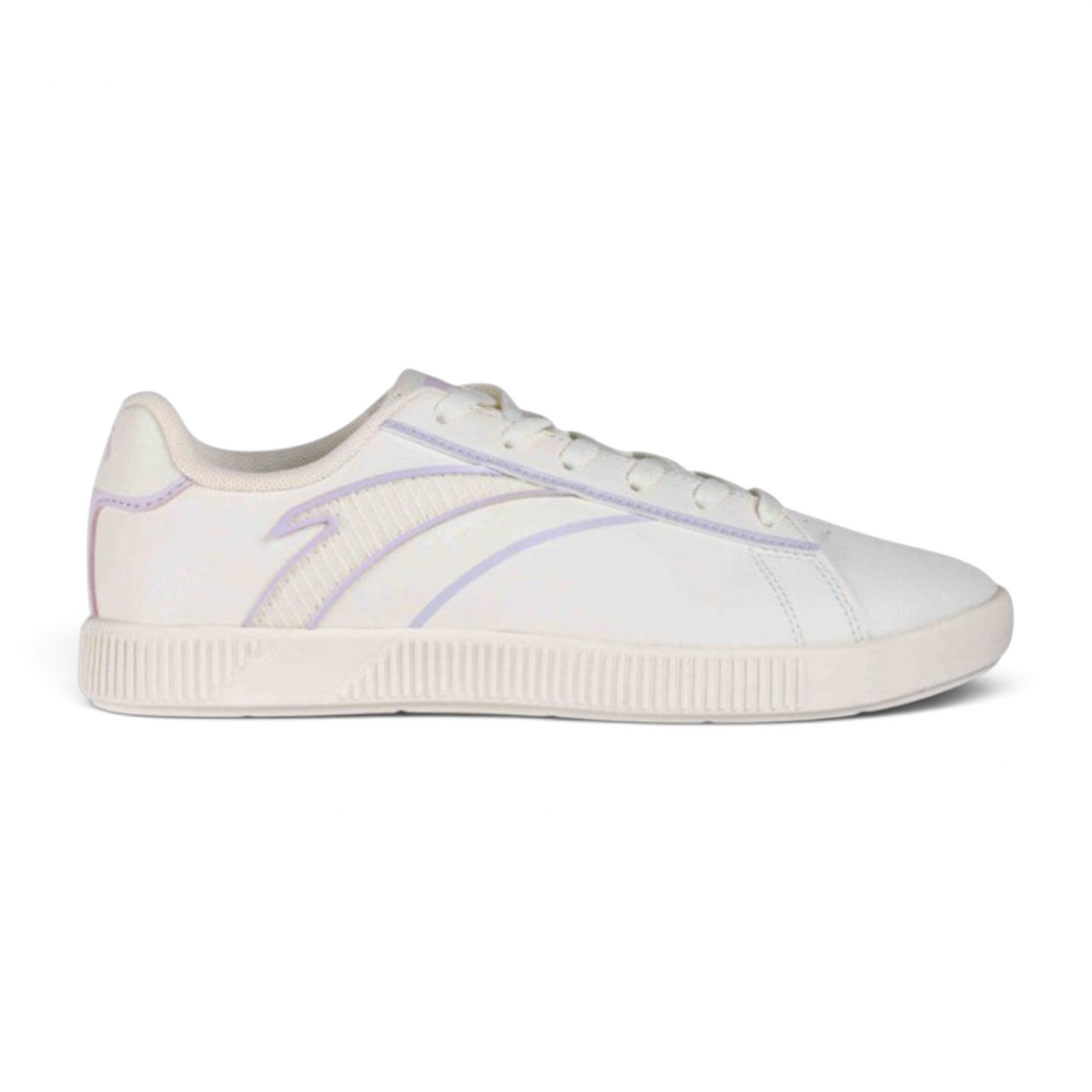 FRG X-GAME SHOES in white with subtle lavender accents, featuring a low-top silhouette and textured rubber sole.
