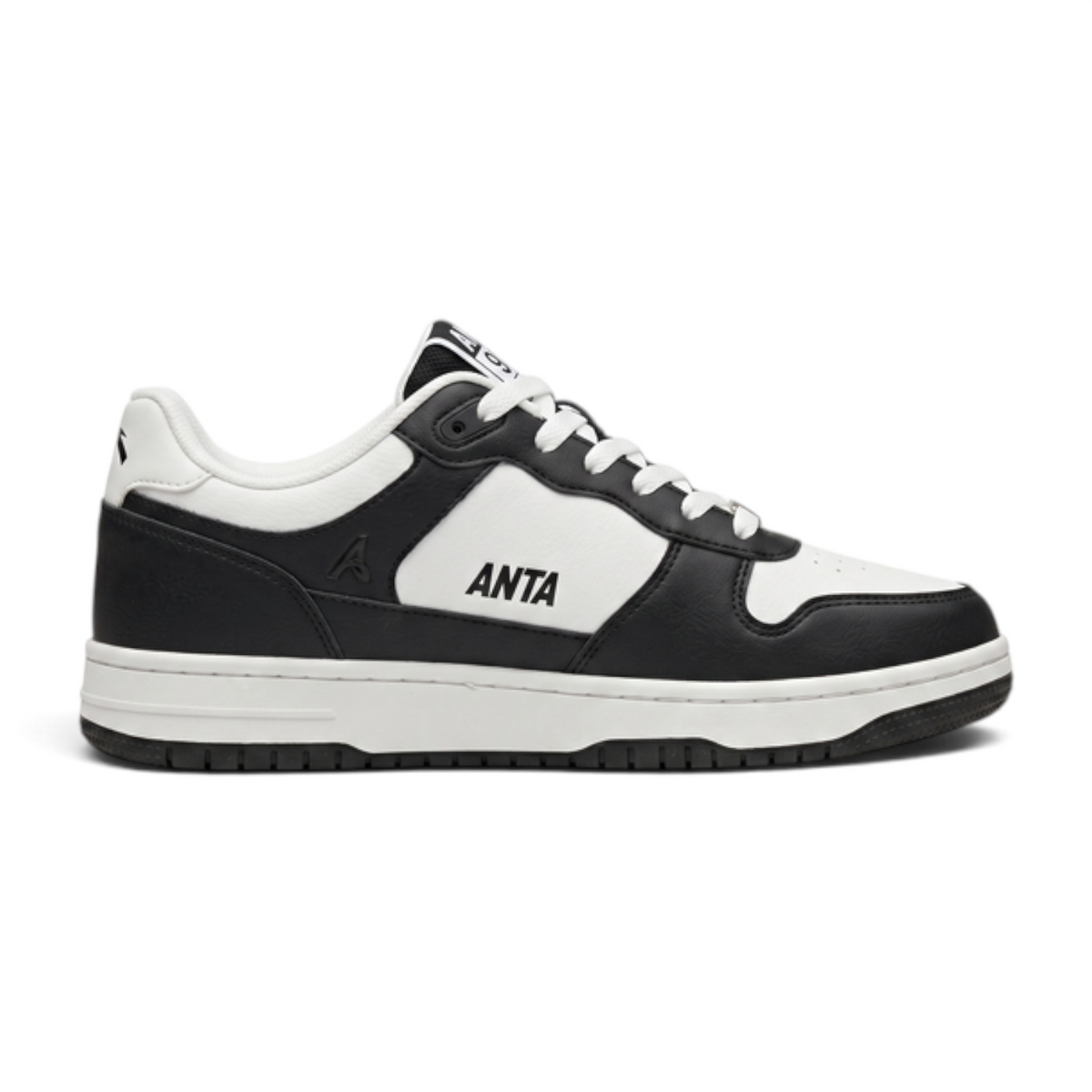 FRG ANTA X-GAME 982 women's lifestyle sneakers in black and white synthetic leather with a cushioned rubber outsole.