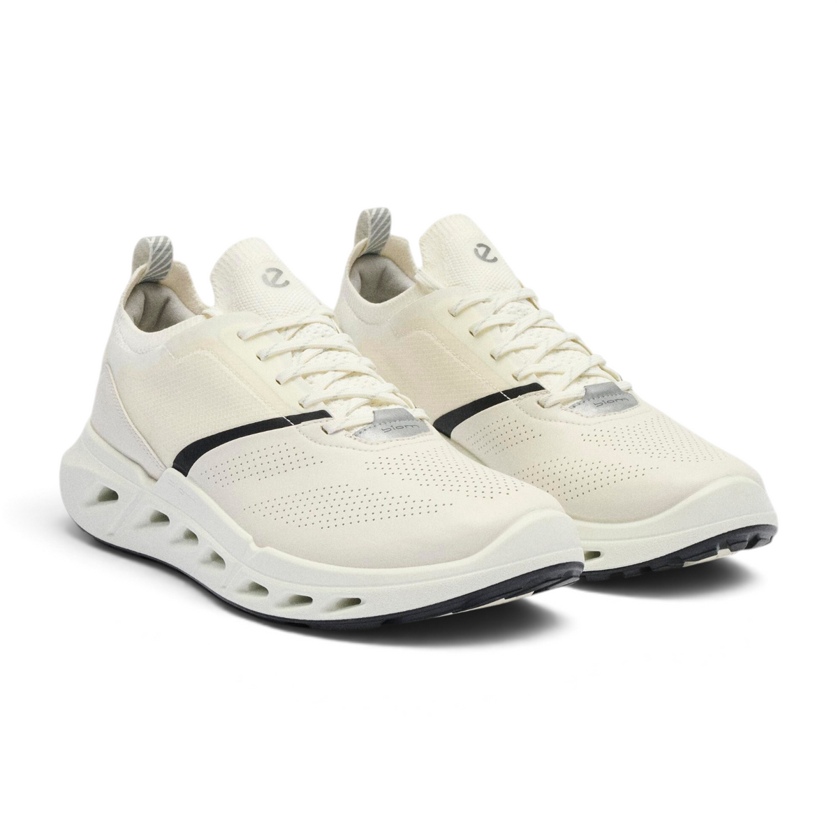 FRG ECCO Biom 720 men's white lightweight summer sneakers with breathable perforated design and cushioned sole