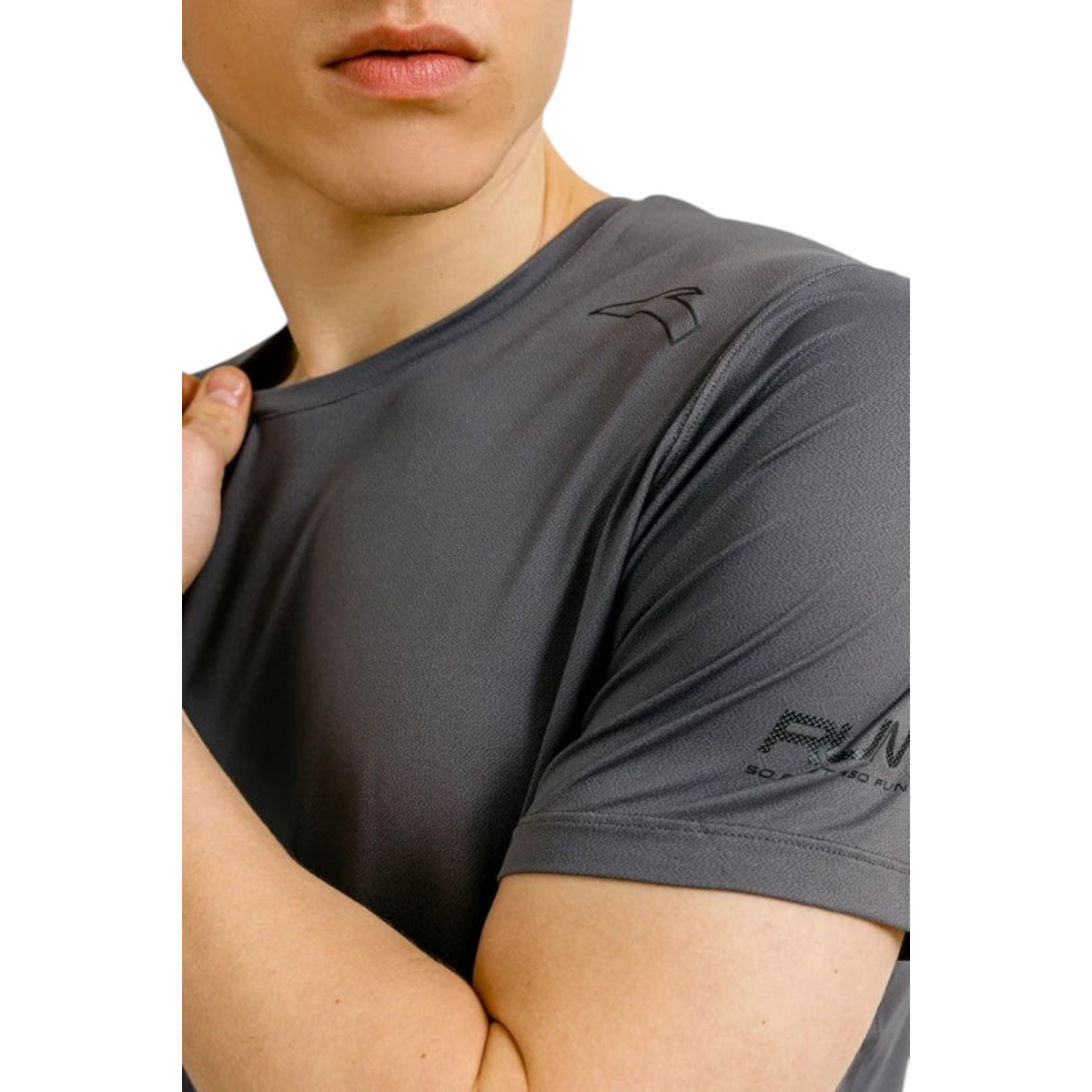 FRG ANTA grey short sleeve running t-shirt with A-Chill cooling technology and moisture-wicking fabric