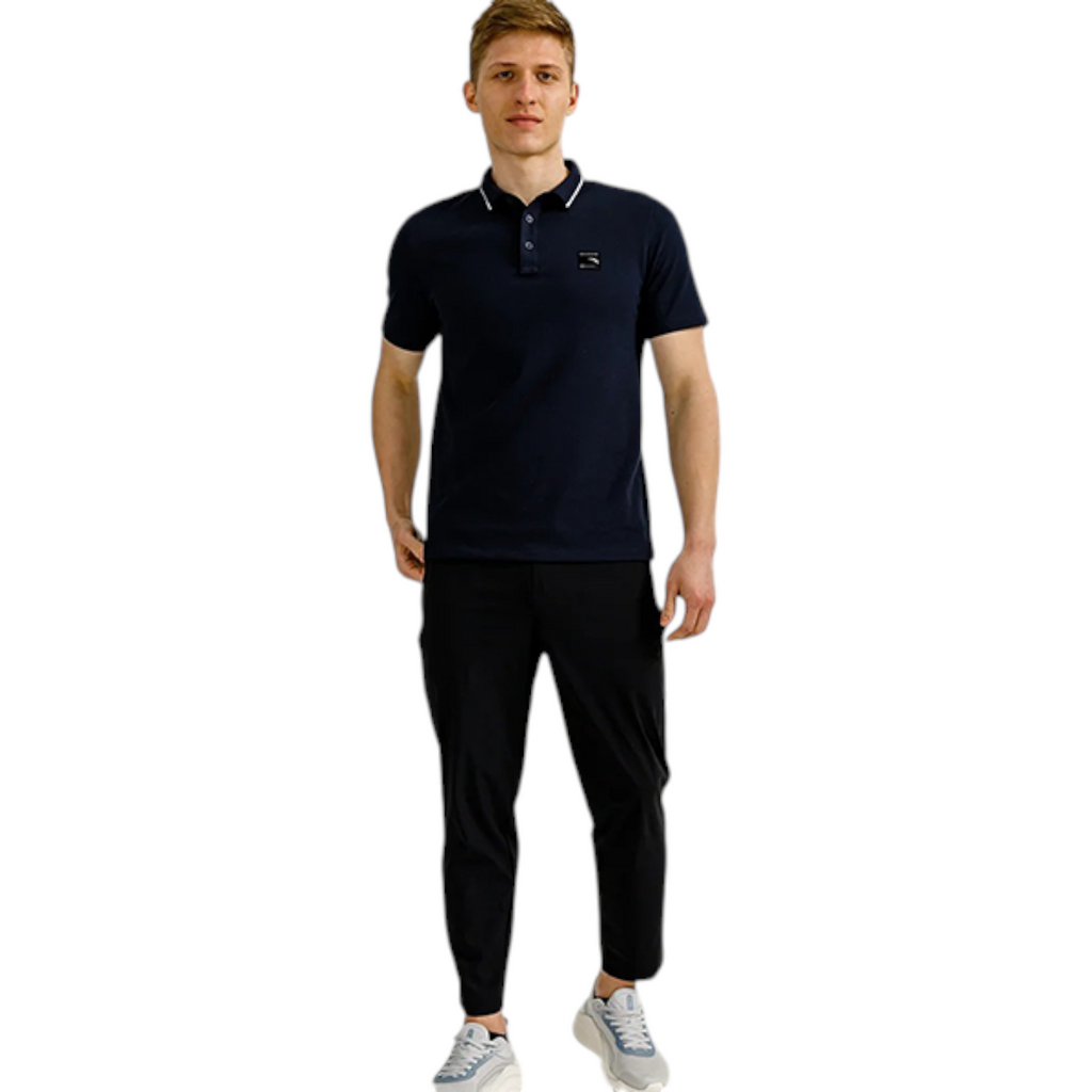 FRG men's tapered black knit ankle fitness pants with elastic waist and A-Chill cooling technology
