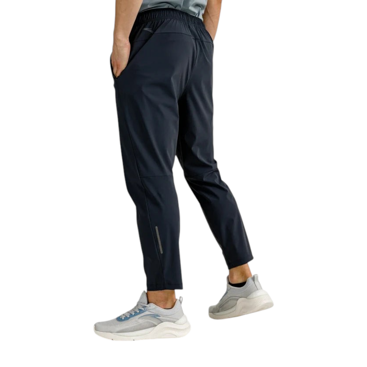 FRG Anta Bar-Training black tapered nylon-spandex knit pants with elastic waist and cooling technology