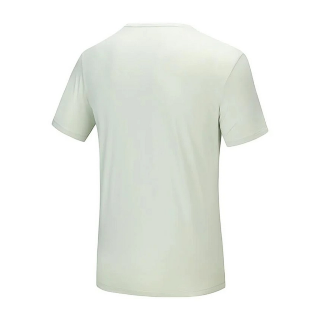 FRG Anta men's lightweight short-sleeve running t-shirt in light green, back view