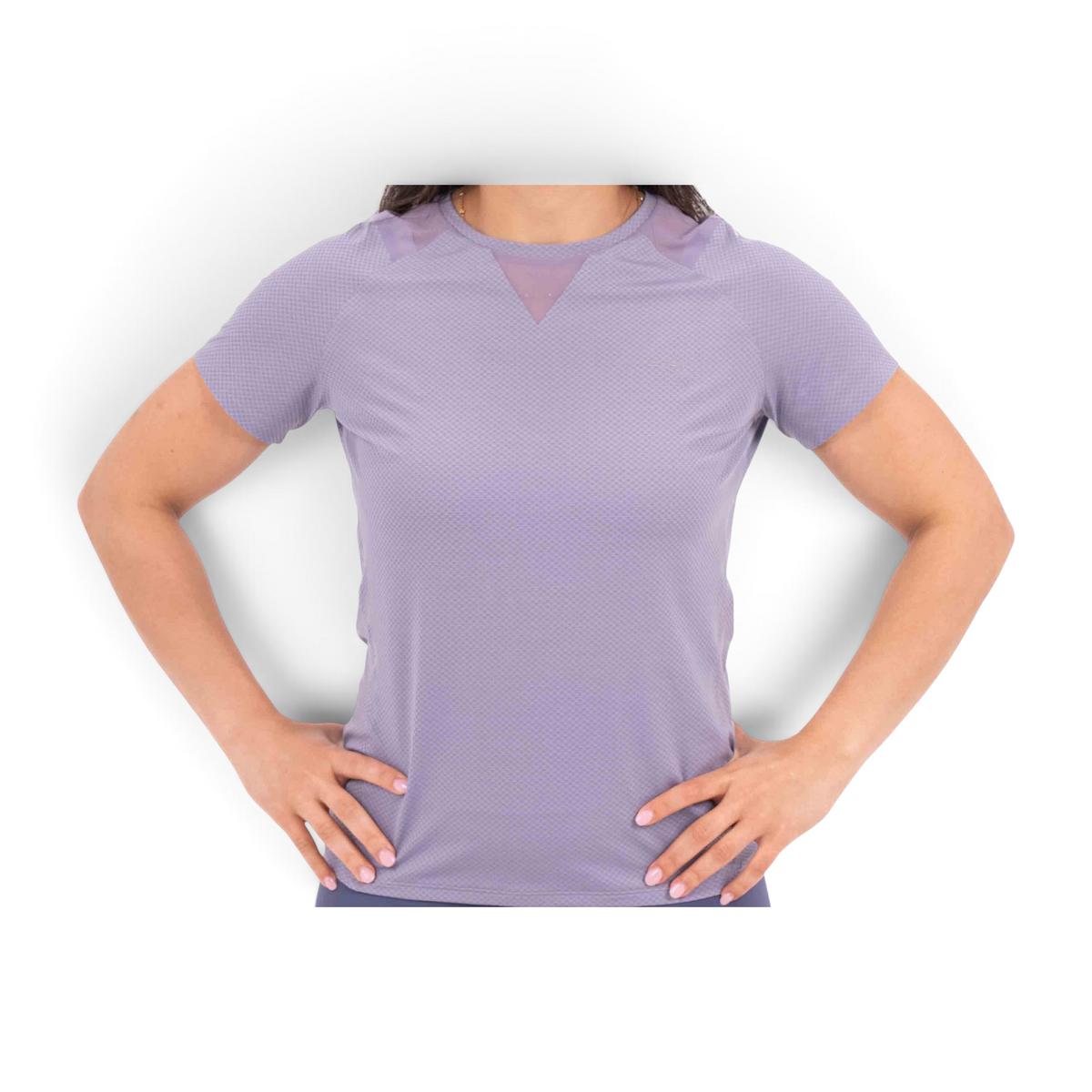 FRG regular fit lavender athletic t-shirt with mesh panel detail and polyamide spandex blend fabric