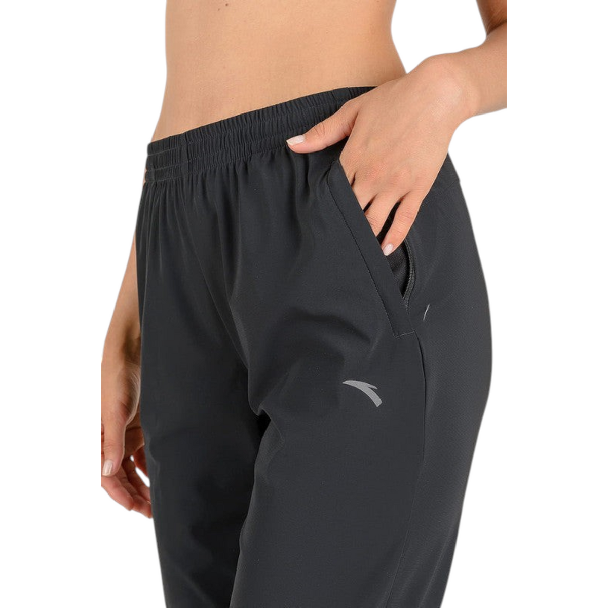 FRG ANTA black nylon spandex capri pants with side pocket and elastic waistband for athletic training