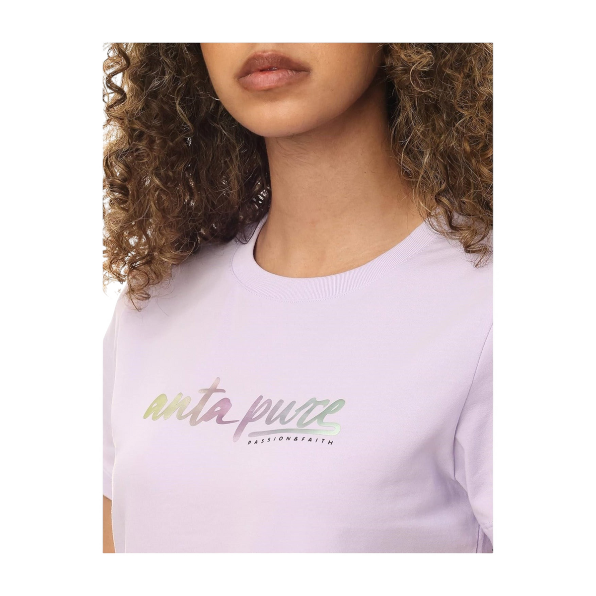 FRG regular fit lavender cotton-spandex t-shirt with iridescent anta pure graphic print