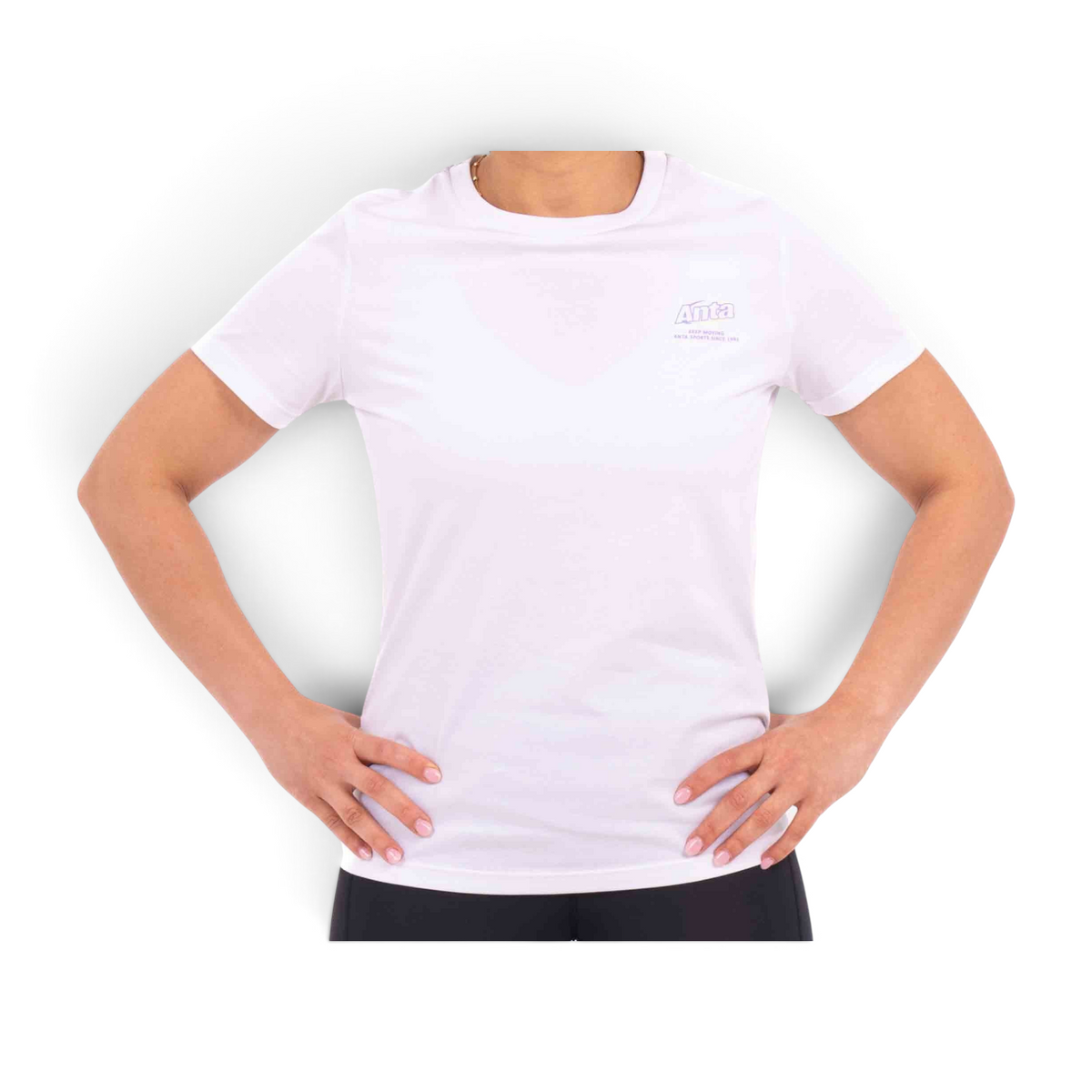 FRG white regular fit t-shirt made from a cotton-polyester blend featuring a small Anta logo on the chest