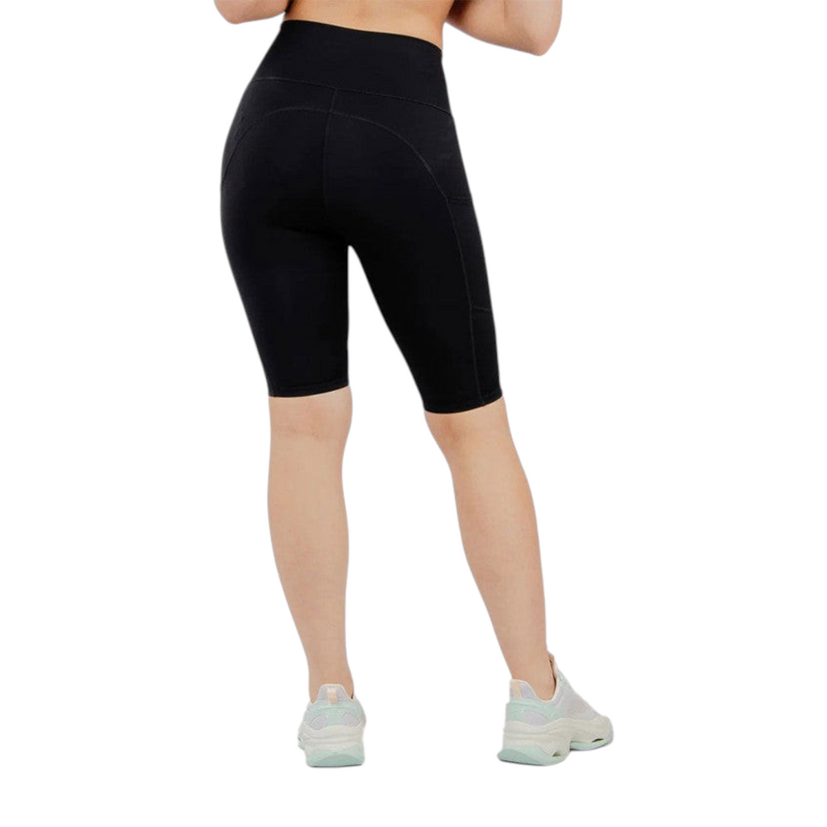 FRG Anta black performance cycling shorts with a high-waisted, snug fit and quick-drying fabric, back view.