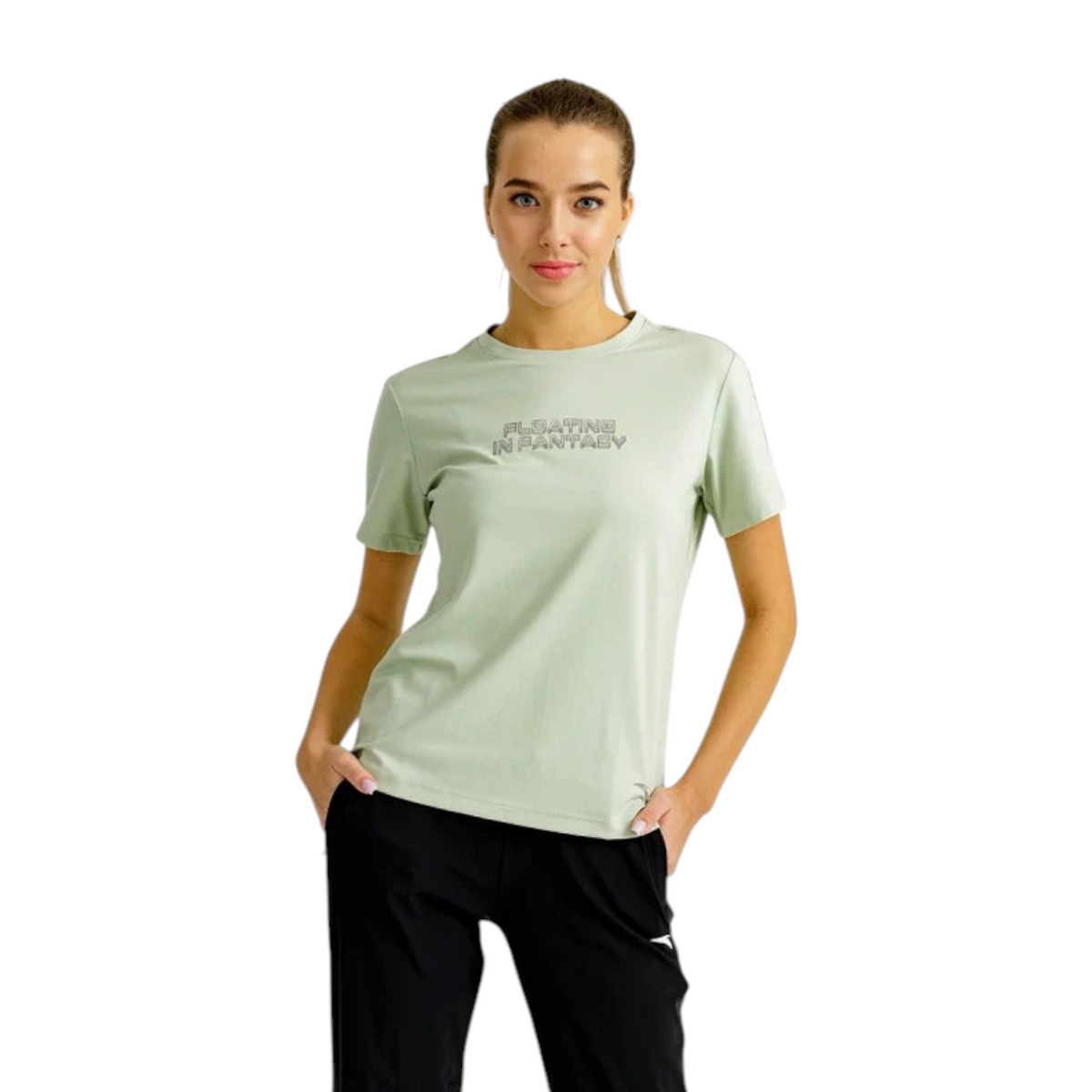 FRG ANTA A-Chill Touch green short sleeve training t-shirt with graphic print on a model