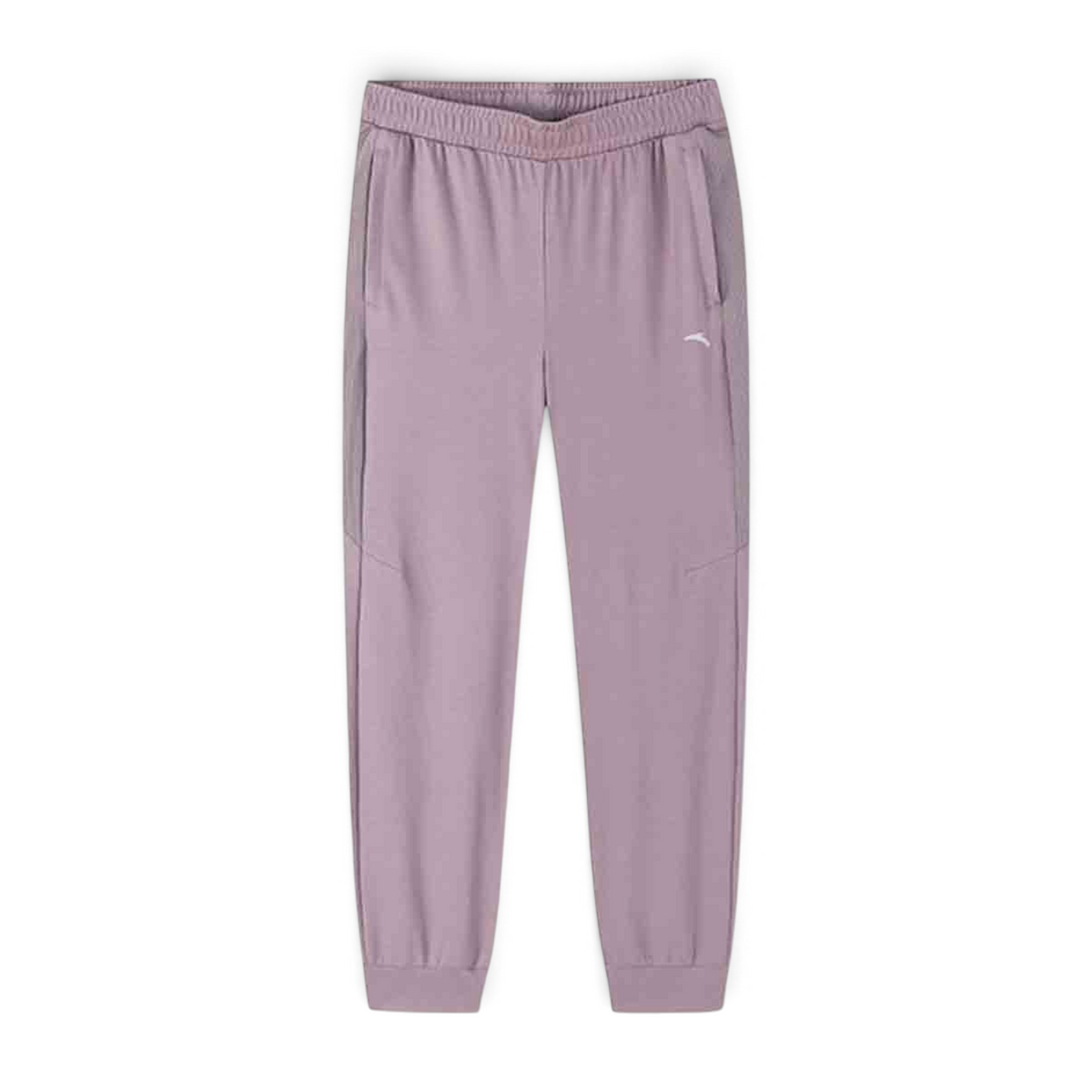FRG knit ankle pants in a soft mauve colour featuring an elasticated waistband and side pockets