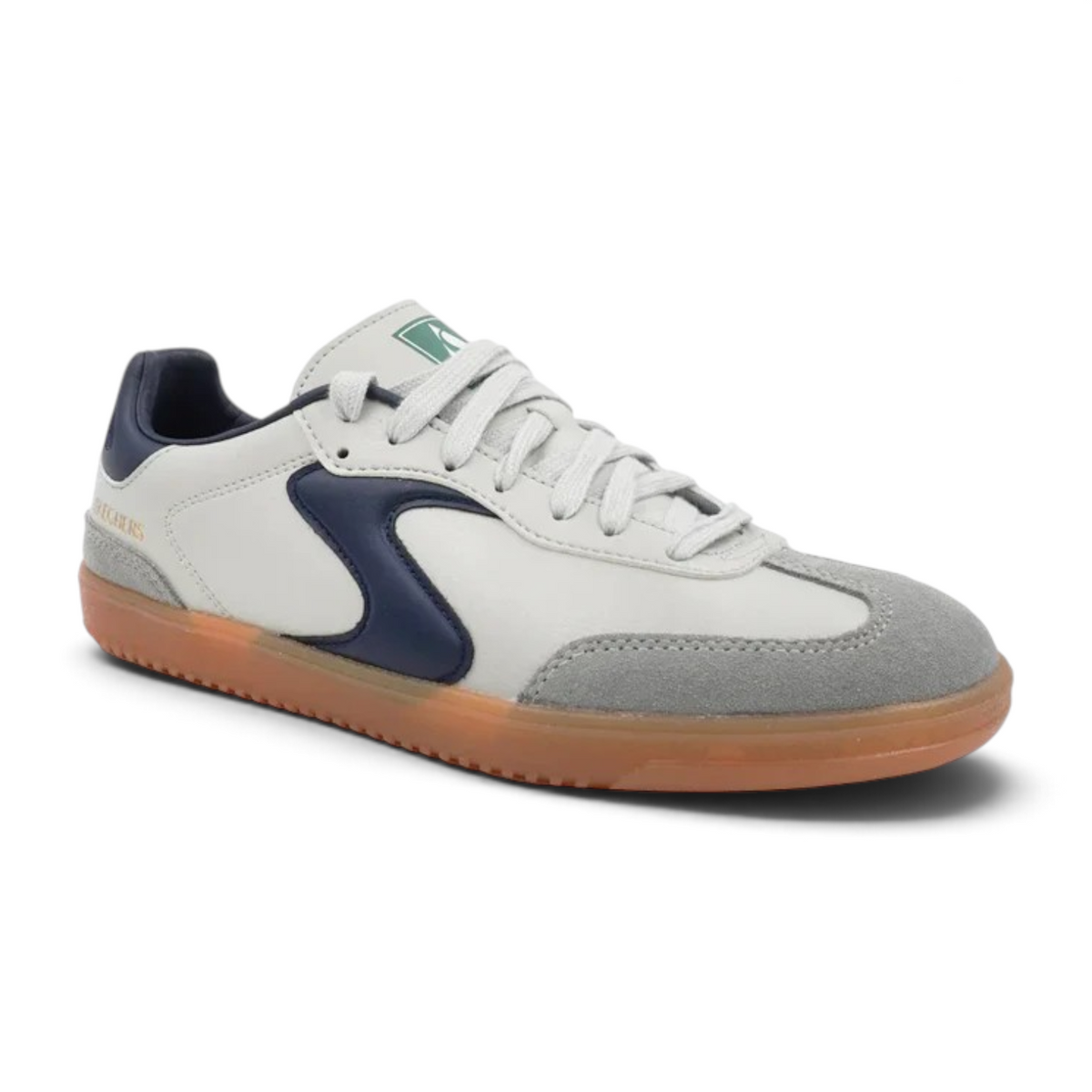 FRG Skechers Hotshot lace-up court sneakers in gray and navy with a gum rubber sole and white leather upper