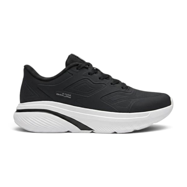 FRG ANTA black cross training walking shoe with a sculpted white sole and textured upper side view