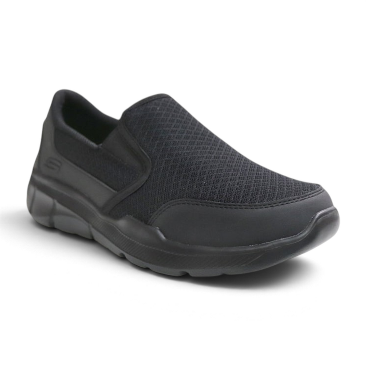 FRG Skechers EQUALIZER 3.0 black slip-on school uniform shoe with breathable mesh upper and cushioned sole