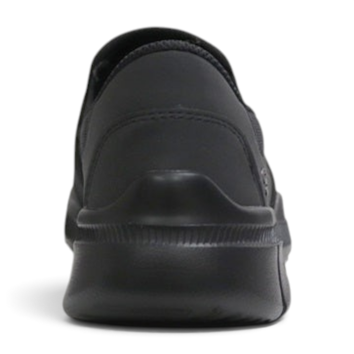 FRG Skechers EQUALIZER 3.0 black slip-on school uniform shoe, rear view showing cushioned sole and heel design