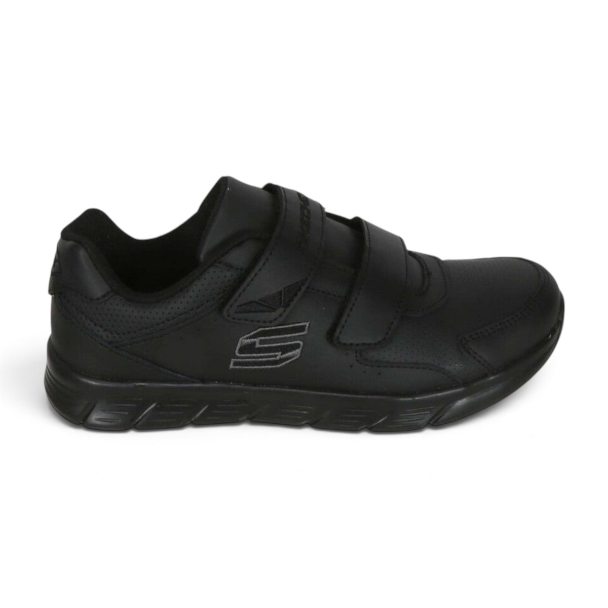 FRG COMFY FLEX black athletic sneakers with dual hook-and-loop velcro straps and a cushioned sole