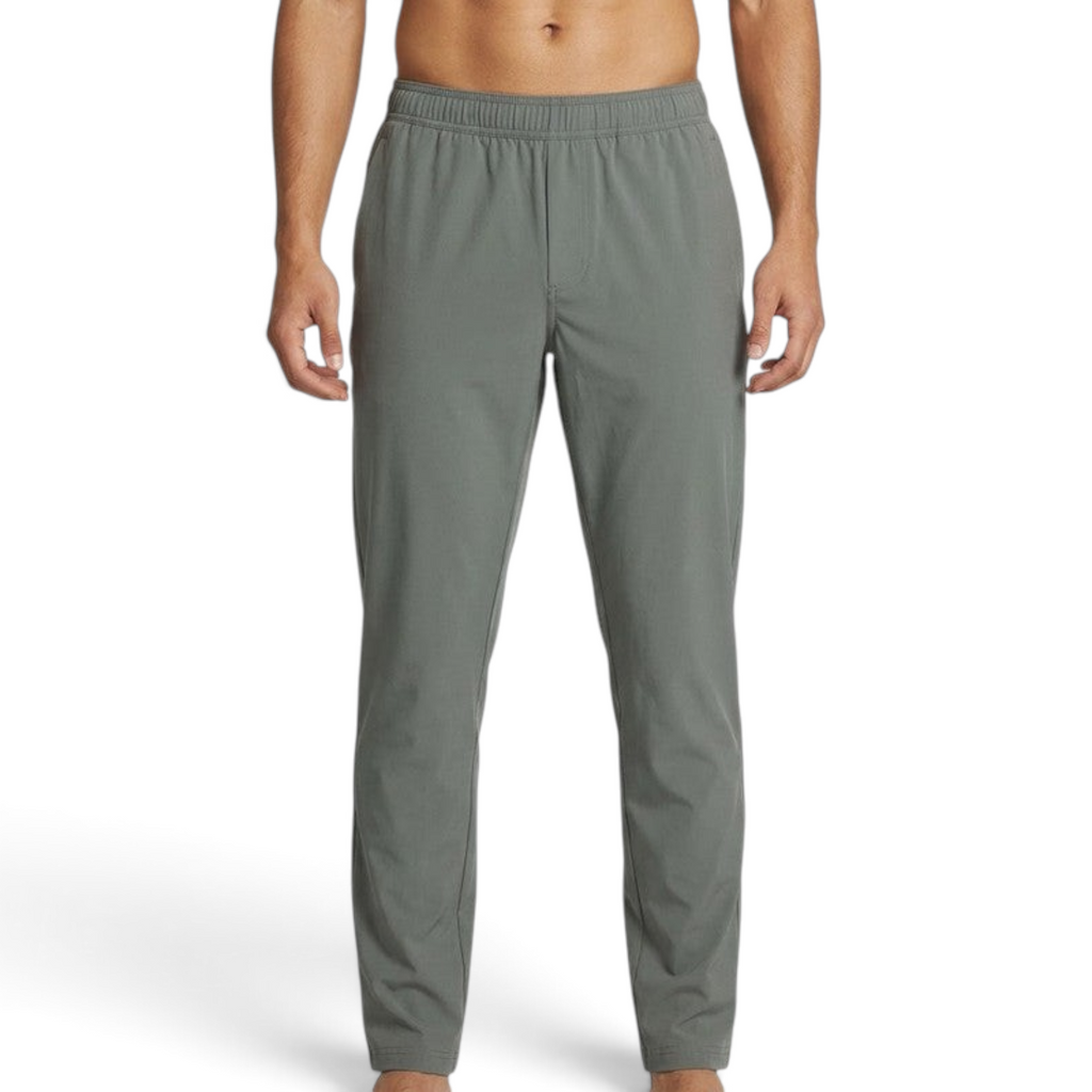FRG ANTA grey woven ankle pants for men featuring a lightweight, stretchy athletic fit for running and training.