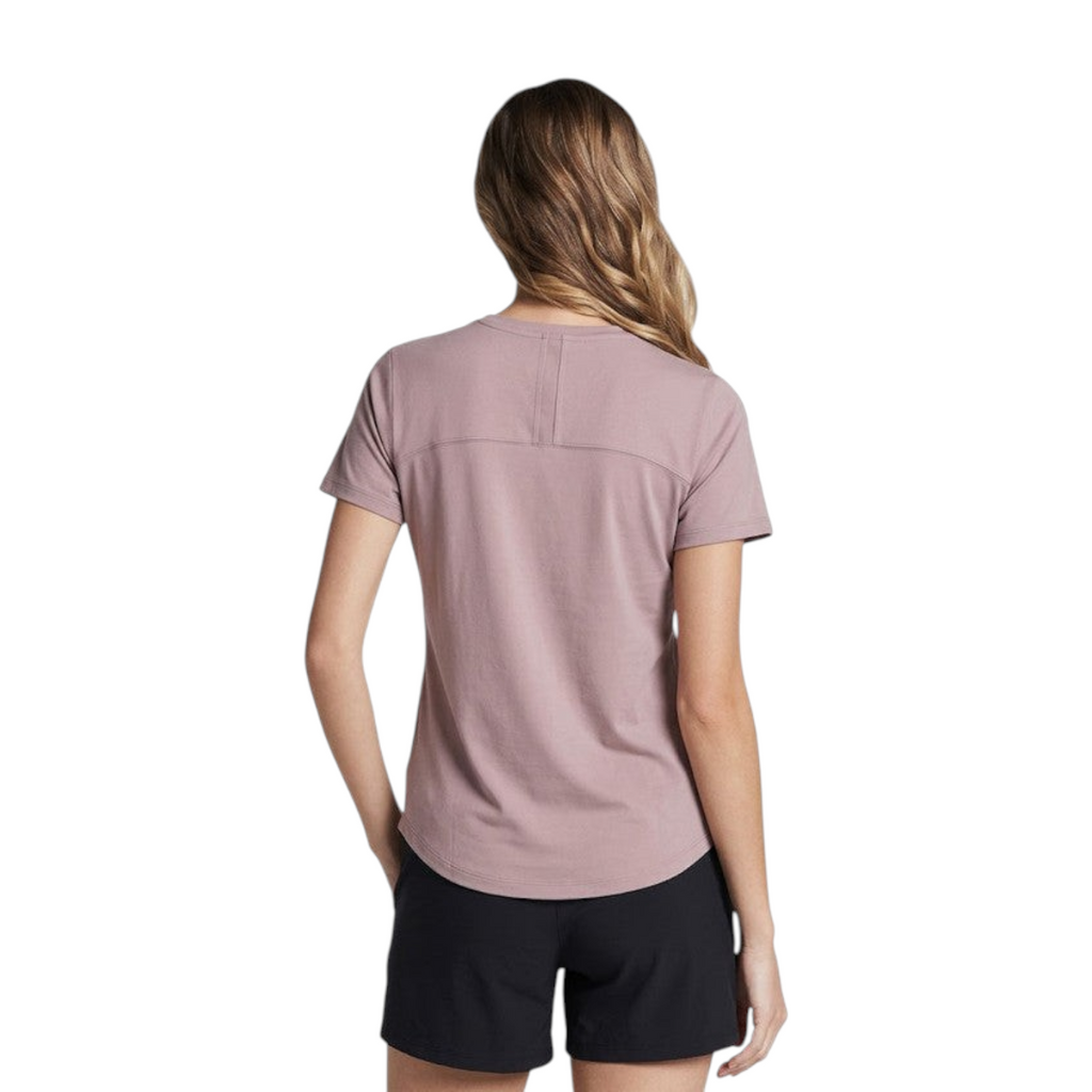 FRG ANTA A-Chill Touch running t-shirt in mineral pink, back view showing lightweight nylon-spandex fabric.