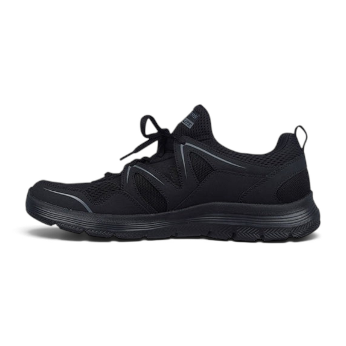 FRG Skechers Flex Advantage 4.0 black lace-up athletic sneaker with breathable mesh upper and cushioned sole