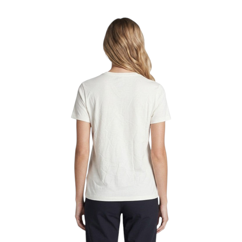 FRG ANTA C100 pure white short sleeve running t-shirt worn by a woman, back view showing regular fit