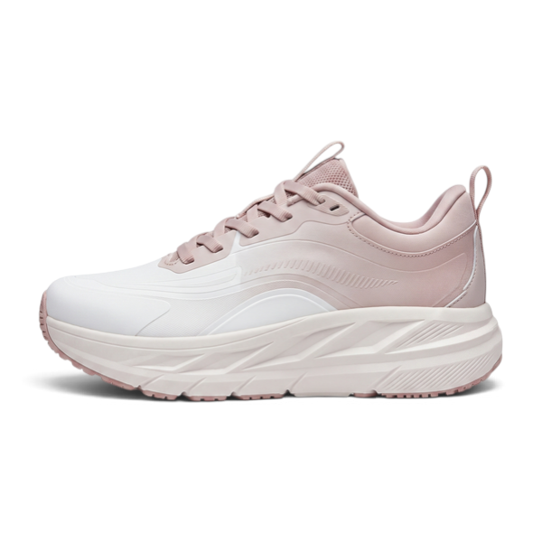 FRG ANTA women's cross-training shoes in white and soft pink with breathable mesh and supportive cushioned sole.