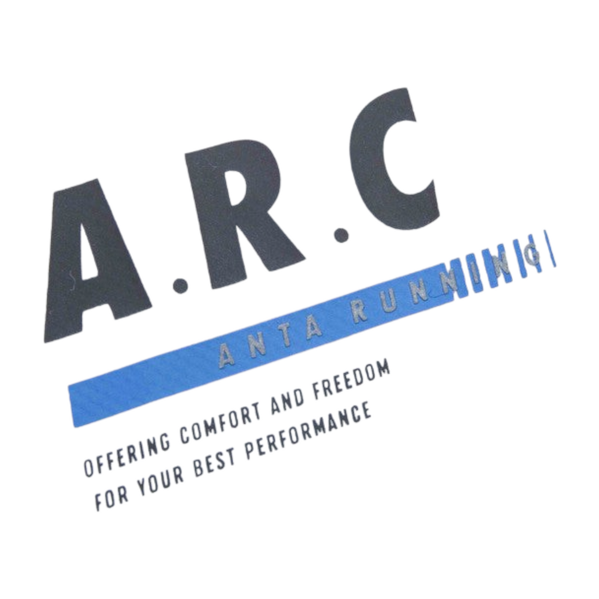 FRG ANTA pure white running t-shirt with A.R.C graphic print and moisture-wicking fabric detail