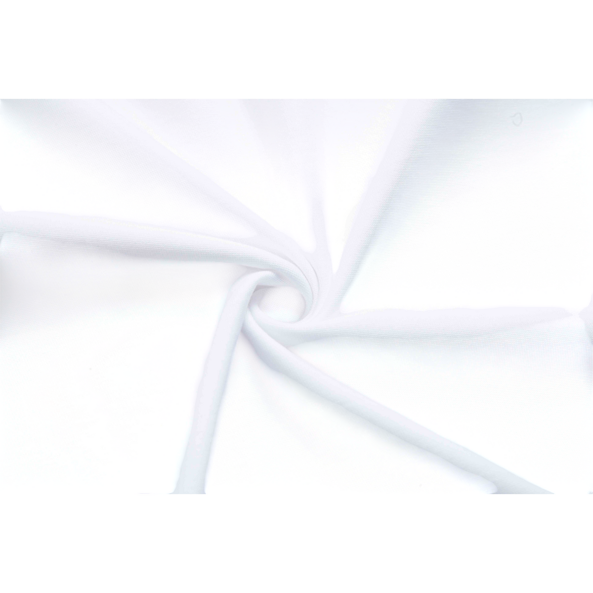 FRG white short sleeve t-shirt fabric texture with a soft draped swirl detail