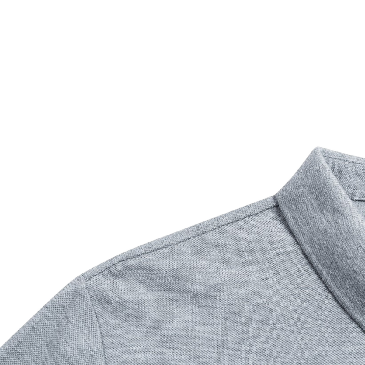 FRG grey short sleeve polo shirt featuring a classic pique cotton texture and a structured collar