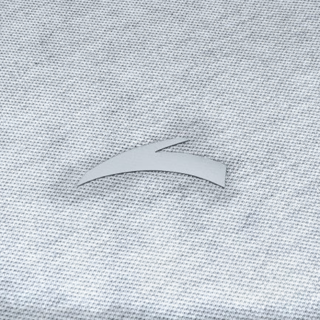 FRG SS POLO shirt in grey featuring a textured pique fabric and a silver metallic logo detail