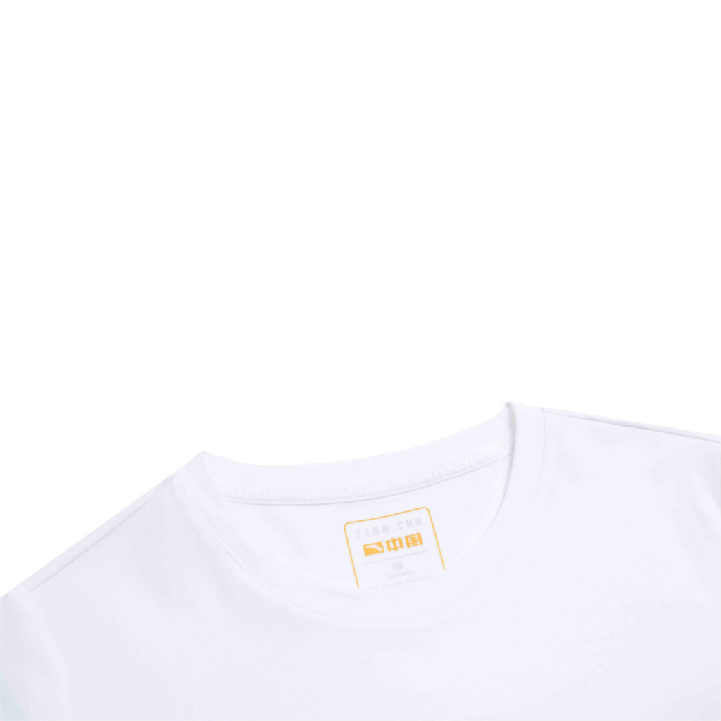 FRG white short sleeve t-shirt featuring a crew neck and interior Team China branding label