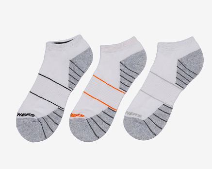Skechers 3PK Mens Extended Terry Low Cut Socks - White Multi