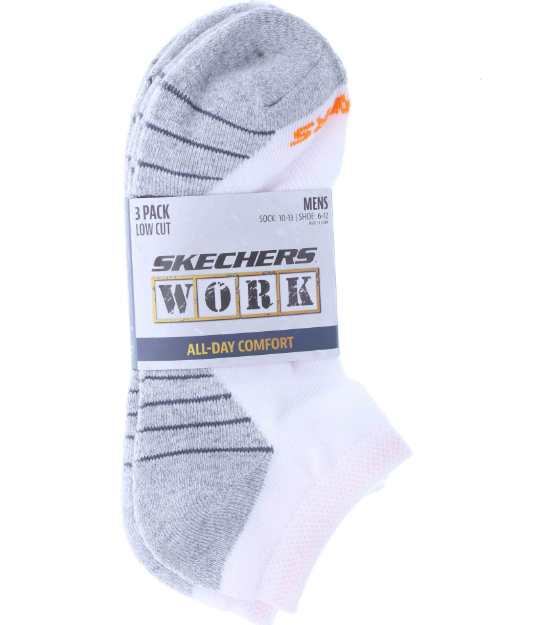 Skechers 3PK Mens Extended Terry Low Cut Socks - White Multi