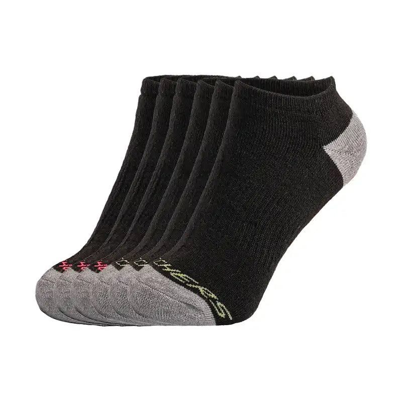 Skechers 6PK Womens Full Terry No Show Socks - Black / Gray