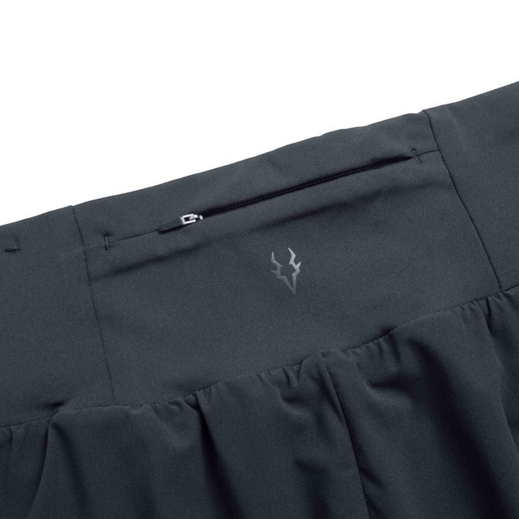 FRG ANTA black knit track pants featuring a secure back zipper pocket and subtle logo detail on the waistband.