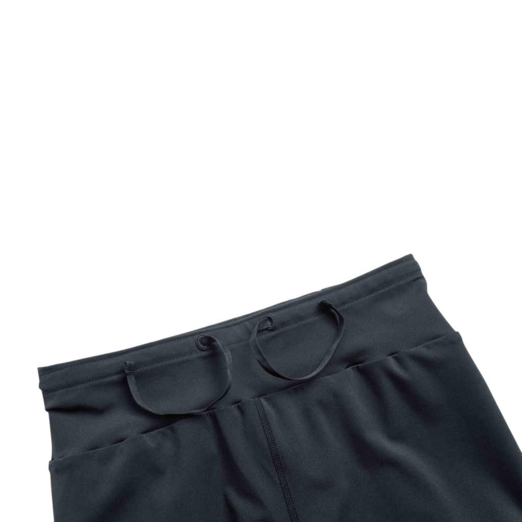 FRG ANTA A-Cool black running shorts featuring an elasticated waistband with internal drawstring for a secure fit.