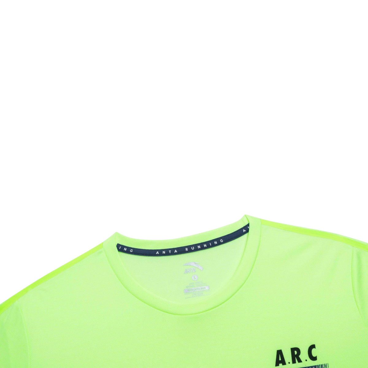 FRG ANTA fluorescent green short sleeve running t-shirt with breathable fabric and A.R.C branding detail