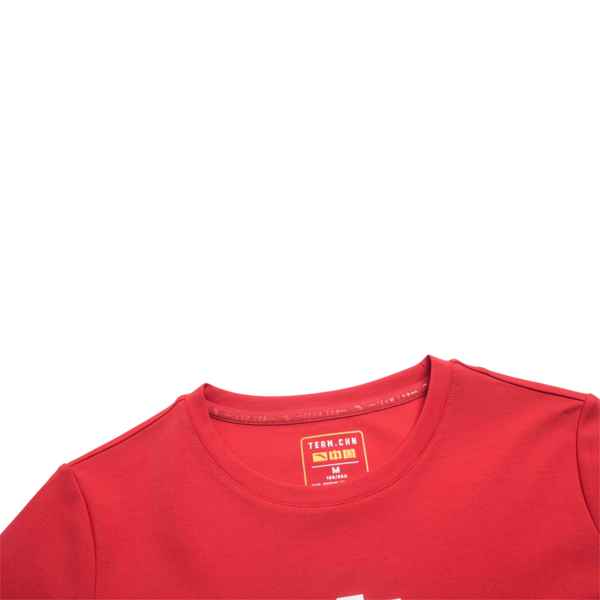 FRG red short sleeve t-shirt with Team CHN branding on the inner neck label