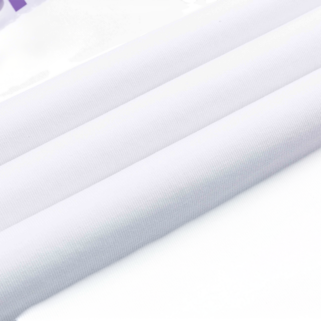 Close-up of smooth white fabric texture from a FRG SS TEE showing clean folds and high-quality material