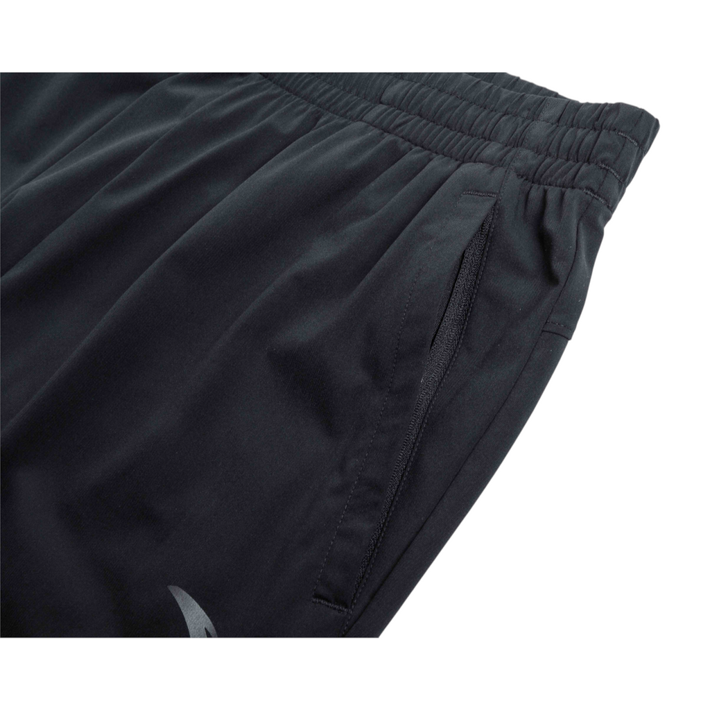 FRG black knit ankle pants featuring an elastic waistband and a zippered side pocket for secure storage.
