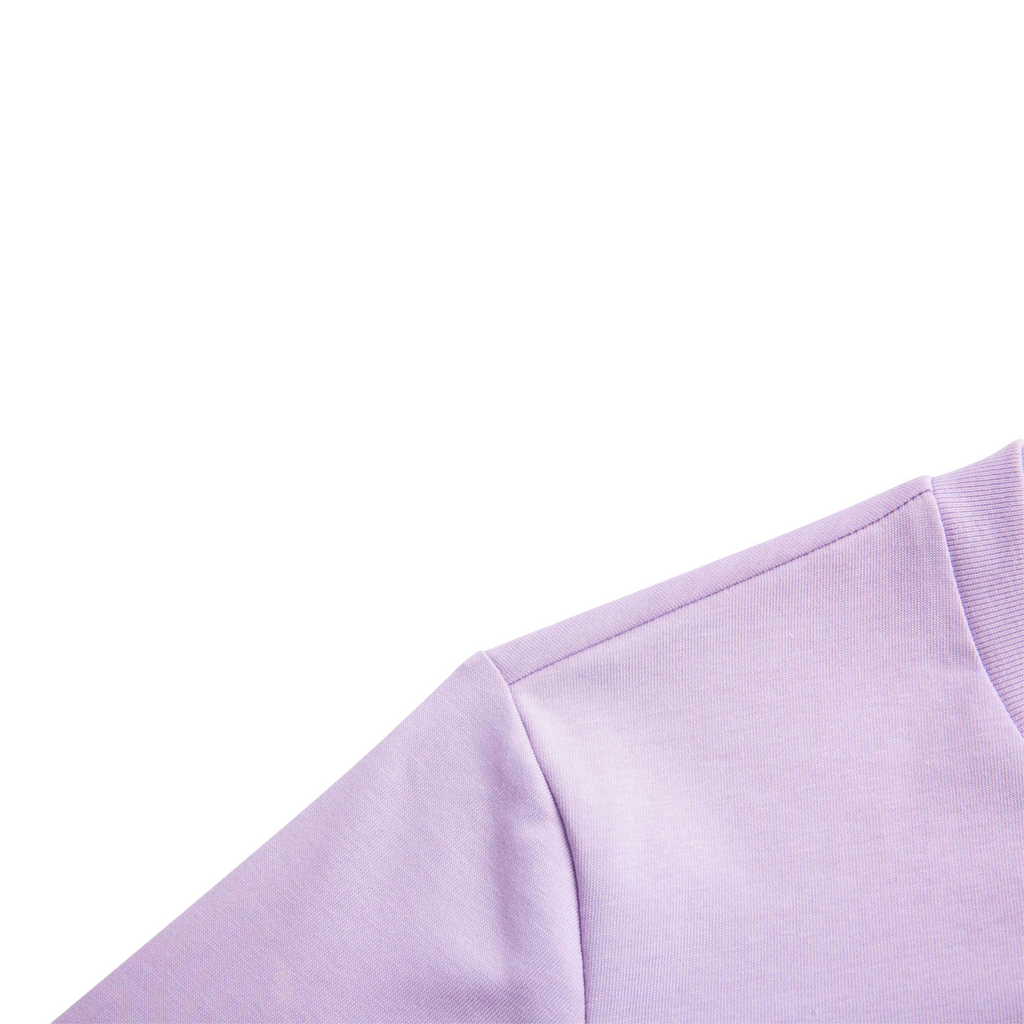 FRG light purple short sleeve cotton t-shirt with a ribbed crew neck collar