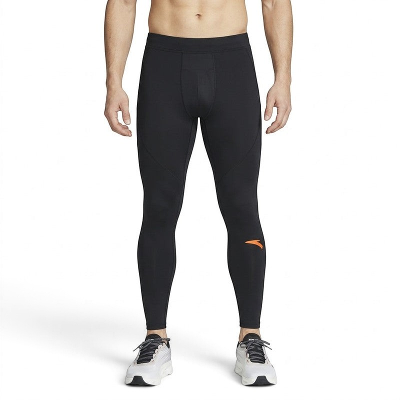 FRG ANTA A-Cool black compression training tights for men featuring breathable fabric and orange logo detail